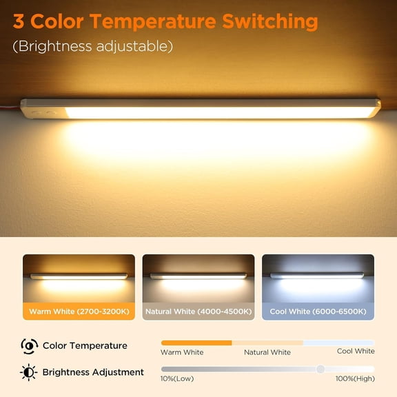 PYAN-12v led Light Strip, 3Color Dimmable 10.5W 1500LM12 Volt led Strip Lights 12V fixtures for rv Interior, 12v led Ceiling Light bar for Enclosed Cargo Trailer, RV, Van, Truck, Lorry Camper/2PCS