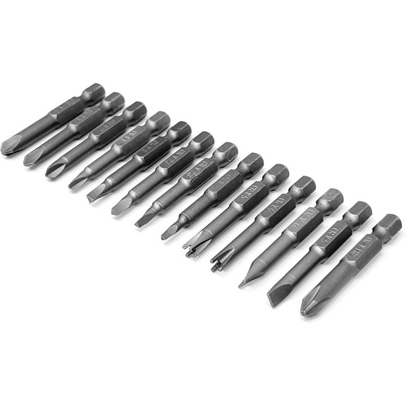PYAN-13 pcs Special Shape Screwdriver Insert Bit Set Phillips, Slotted, Spanner, Y-Type, Triangle, Inner Cross, 3-Points, Durable CR-V Steel, 2" Long Shank with Standard 1/4" Hex Drive
