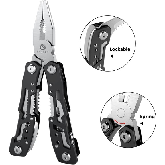 PYAN-14-In-1 Multitool with Safety Locking, Professional Stainless Steel Multitool Pliers Pocket Knife, Bottle Opener, Screwdriver with Nylon Sheath Apply to Survival,Camping, Hunting and Hiking 2 Pc