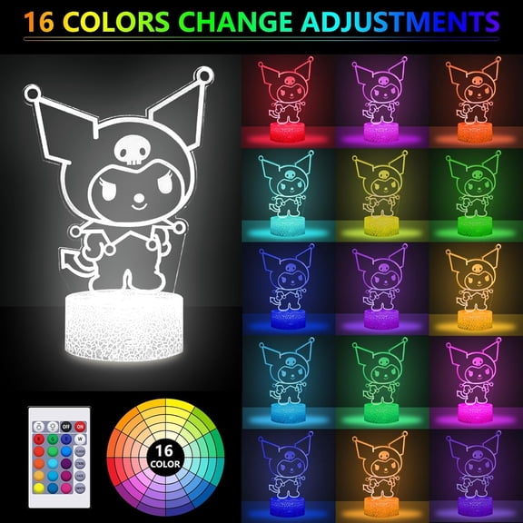 PYAN-16 Colors Night Light 3D Illusion Table Lamp with Touch & Remote Control LED Lamp Kawaii Anime Led Light Cute Desk Lamp for Artwork Decor Christmas Halloween Birthday Decoration Gifts