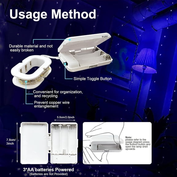 PYAN-16 FT 50 Led Fairy Lights Battery Operated Mini Battery Powered Copper Wire Starry Fairy Lights for Bedroom Decoration, Christmas Outdoor Parties (Blue, 4 Pcs)