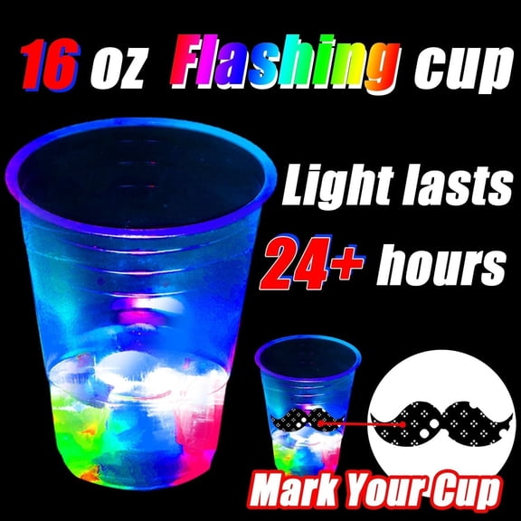 PYAN-16oz Glowing Party Cups for Indoor Outdoor Party Event Fun,Light Up Flashing Cups for Night Event Favor Decorations Supplies