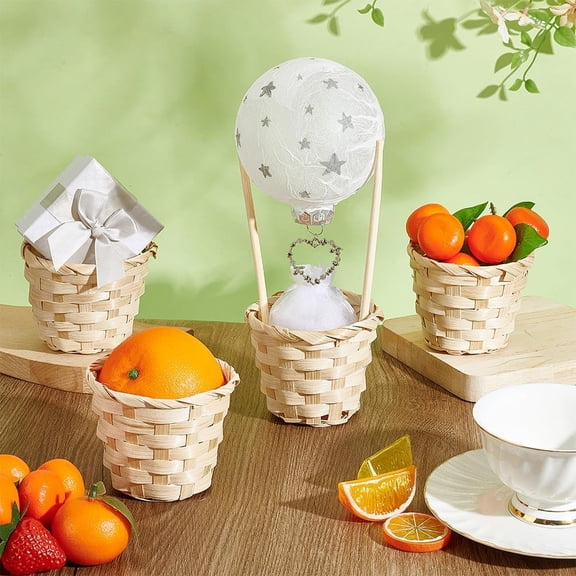 PYAN-16pcs Small Wood Woven Baskets Mini Woven Basket without Handles Mini Baskets for Favors Centerpieces Home Decorations Fairy Garden Grocery Gifts Straw Picnic Berry, 60~94x75mm