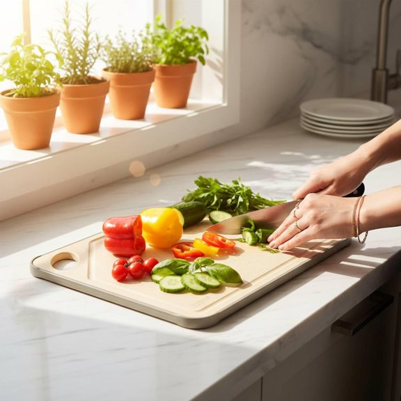 PYAN-18/8 Stainless Steel Cutting Board, Double-Sided Wheat Straw Chopping Board for Kitchen,Non Toxic Chopping Cutting Boards,18.8 X 11 Inch