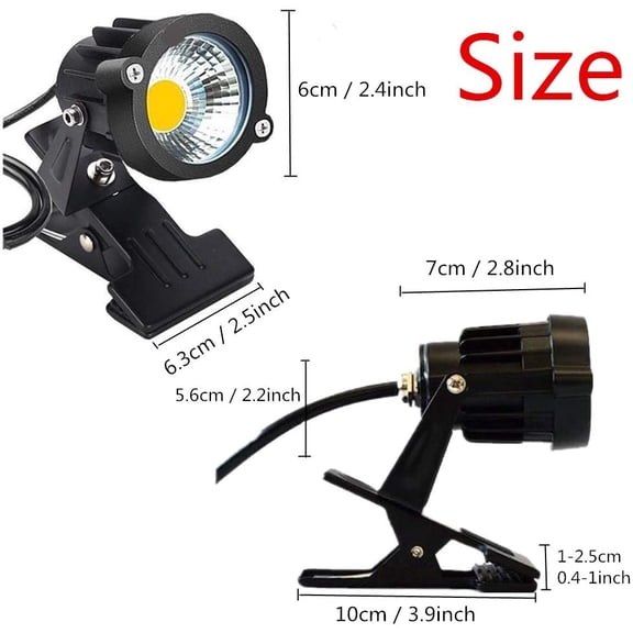 PYAN-1pcs Outdoor 5W LED Clip on Light Water Resistant Adjustable Desk Stand Spotlight Lamp Signboard Blackboard Lighting with Plug (Warm White)