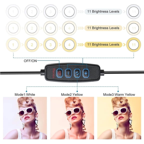 PYAN-2 in 1 LED 6" Ring Light with Tripod Stand & Clamp for YouTube Video and Makeup, Mini LED Camera Light with Cell Phone Holder Desktop Lamp with 3 Light Modes & 11 Brightness Level