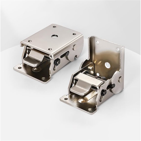 PYAN-2 Pack 90 Degree self-Locking Folding Hinge Lock Steel Foldable Bracket Hidden Hinge for Extension Brackets of Table Legs Bed Legs and workbenches