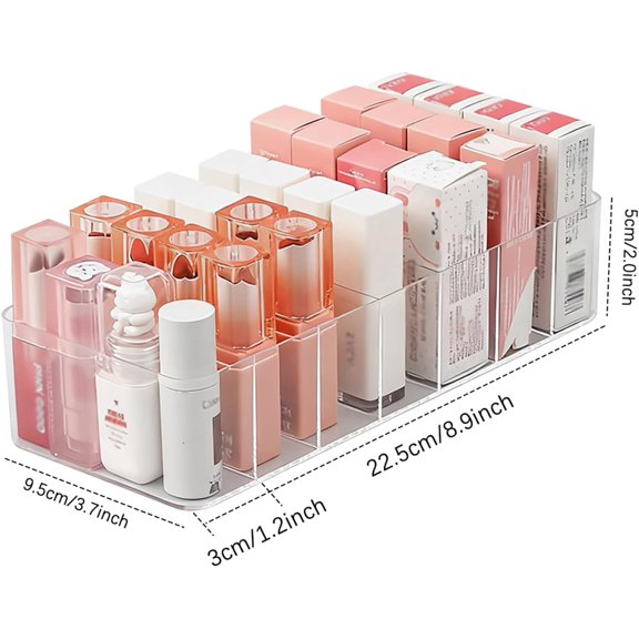 PYAN-2 Pack Clear Acrylic Makeup Organizers, 7-Section Bathroom Organizer for Drawer, Cosmetic Display Cases, Blushes Highlighters Eyeshadow Powder Makeup Organizer Holder Storage