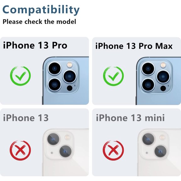 PYAN-2 Pack Designed for iPhone 13 Pro & iPhone 13 Pro Max Camera Lens Protector Metal Tempered Glass Camera Cover,Whole Piece 9H Strong Stickiness Rear Camera Lens Case Friendly - Black