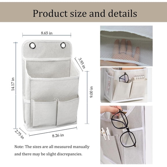 PYAN-2-Pack Hanging Storage Organizer, Over The Door Hanging Bags/Wall Baskets Storage with Pockets for Home, RV, Office and More (2, White)