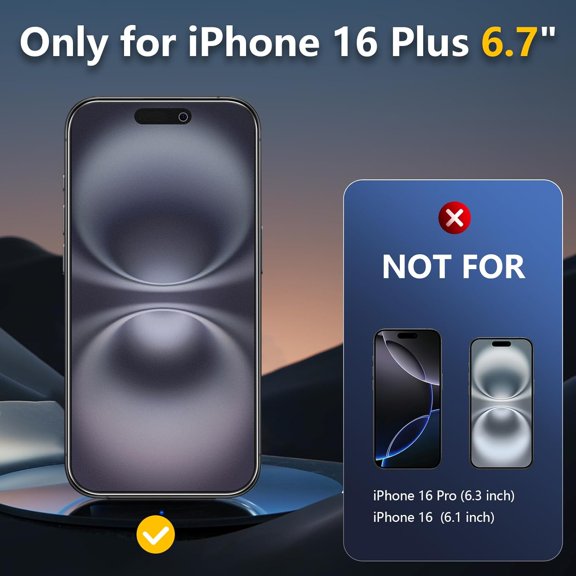 PYAN-[2 Pack Matte Screen Protector for iPhone 16 Plus, Anti-Glare Anti-Reflection and Anti-Fingerprint, 9H Tempered Glass Film, Smooth Touch