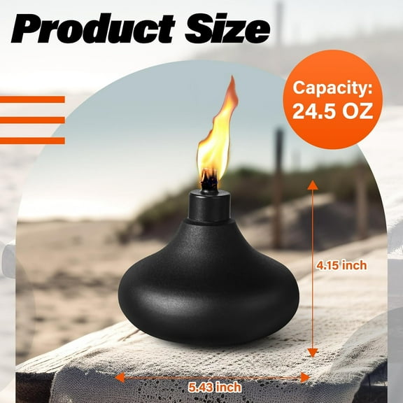 PYAN-2 Pack Metal Table Top Torches, 24.5oz Citronella Torches for Outside, Refillable Flame Light Torch, Decorative Tabletop Lantern for Yard, Patio, Deck, Garden, Party, Landscape