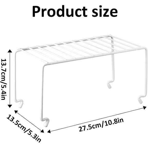 PYAN-2-Pack Small (10.8x5.3inch) White Stackable Shelf Organizer Rack, Kitchen Shelves Organization for Cabinet, Pantry Organizers and Storage, Wire Shelf Rack, Desk Organizer, Rustproof