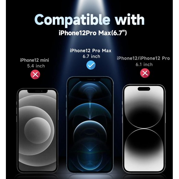 PYAN-2 Pack for iPhone 12 Pro Max Privacy Glass Screen Protector, Auto Dust-Elimination Installation, Bubble Free, Anti Spy, Easy Installation