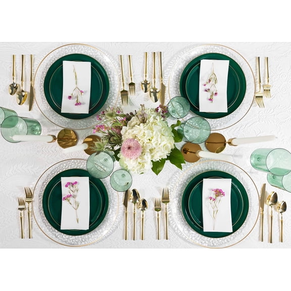 PYAN-20 Piece Combo Plates Set includes 10-6.3'' inch & 10-8.6'' inch Plates Emerald Green Plastic with Gold Rim Party, Wedding, Plate, Dishes, st patricks day Dishes