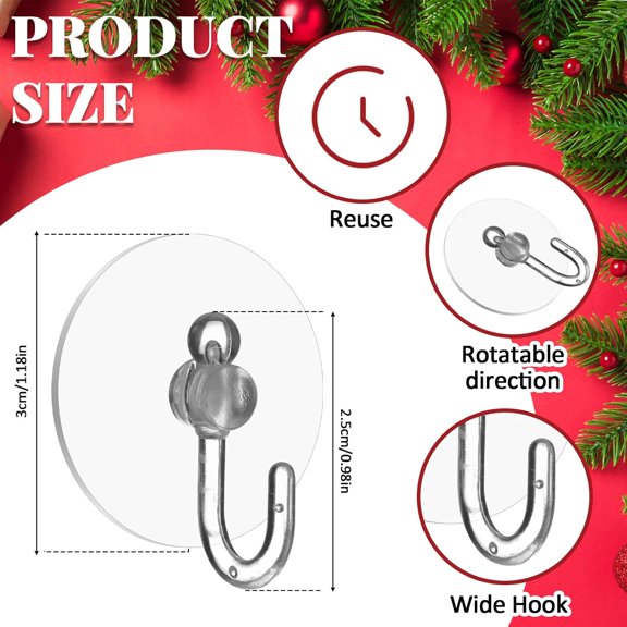 PYAN-200 Pcs Suction Cup Hooks 1.18 Inch Window Small Suction Cups with Hooks Waterproof Removable Clear Mini Suckers Hanger for Glass Bathroom Wall Door Christmas Wreath Lights Stockings