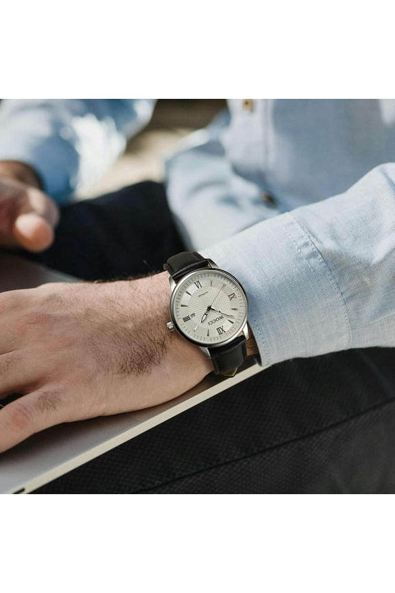 -23mm Vintage Leather Watch Band for Men and Women, Gold Buckle (Black)