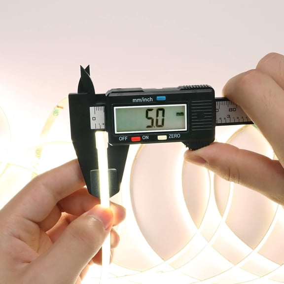 PYAN-24V COB LED Strip Narrow 5mm Width Natural White 4000K CRI 90+ 4000lm Dotless 16.4ft 400LEDs/M High Density Cuttable Flexible LED Tape Light for Cabinet Home DIY Lighting Projects