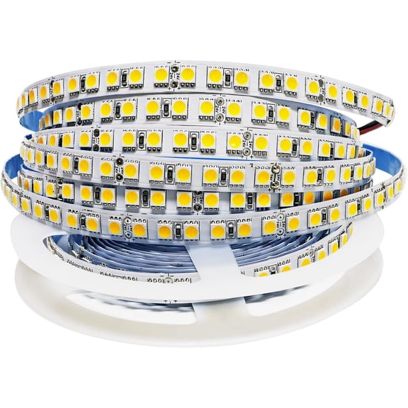 PYAN-24V LED Strip Light, Natural White 4000K 16.4ft 10000 LM Super Bright SMD 5050 IP20 Total 600 LEDs, LED Rope Light Strip for Bedroom, Kitchen, Advertising Decoration