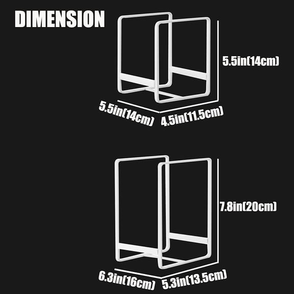 PYAN-2PCS Plate Holders Organizer, Metal Dish Storage Dying Display Rack for Cabinet, Counter and Cupboard - White Small and Large