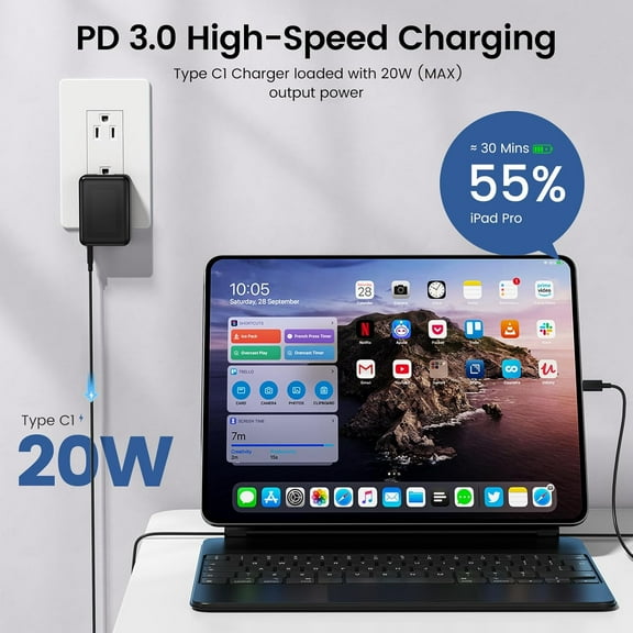 PYAN-2Pack 40W Flat USB C Wall Charger, 4Ports Foldable & Slim Fast Charging Blocks, Multiport Type C Cube Box Power Adapter Plug, USB C Charger Block Brick for iPhone Samsung Tablet