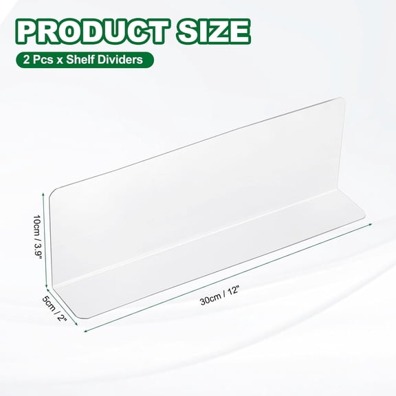 PYAN-2pcs Clear Shelf Dividers, 12"x3.9" Plastic L-Shaped Shelf Separator, Transparent Organizer Divider for Supermarket Store Commodity Classification