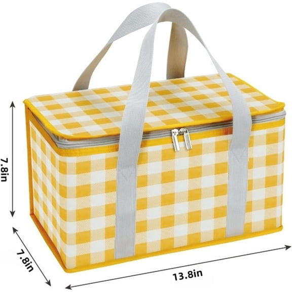 PYAN-2pcs Insulated Picnic Bag Reusable Cooler Bags with Zipper Top, Foldable Picnic Basket for Food StoragePortable Picnic Basket for Outdoor Camping, Party, Beach Trip (B)
