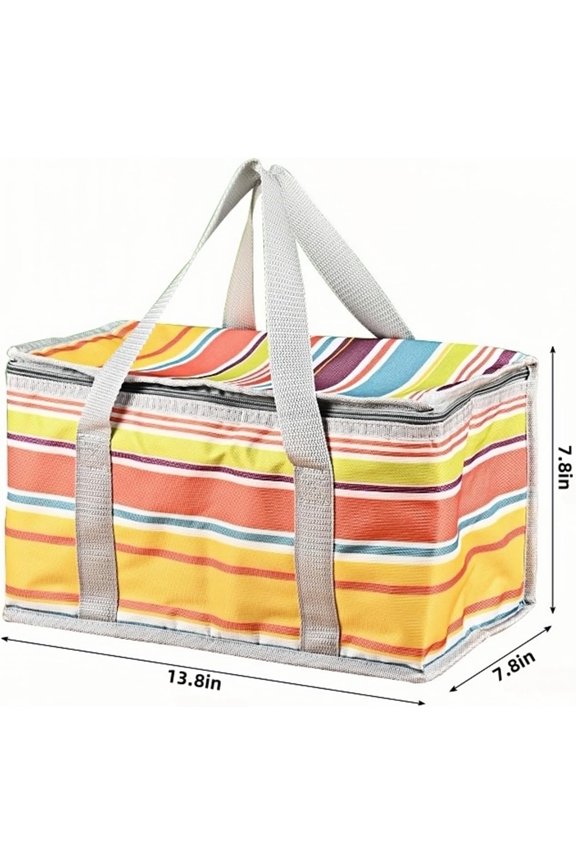 -2pcs Insulated Picnic Bag Reusable Cooler Bags with Zipper Top, Foldable Picnic Basket for Food StoragePortable Picnic Basket for Outdoor Camping, Party, Beach Trip (C)