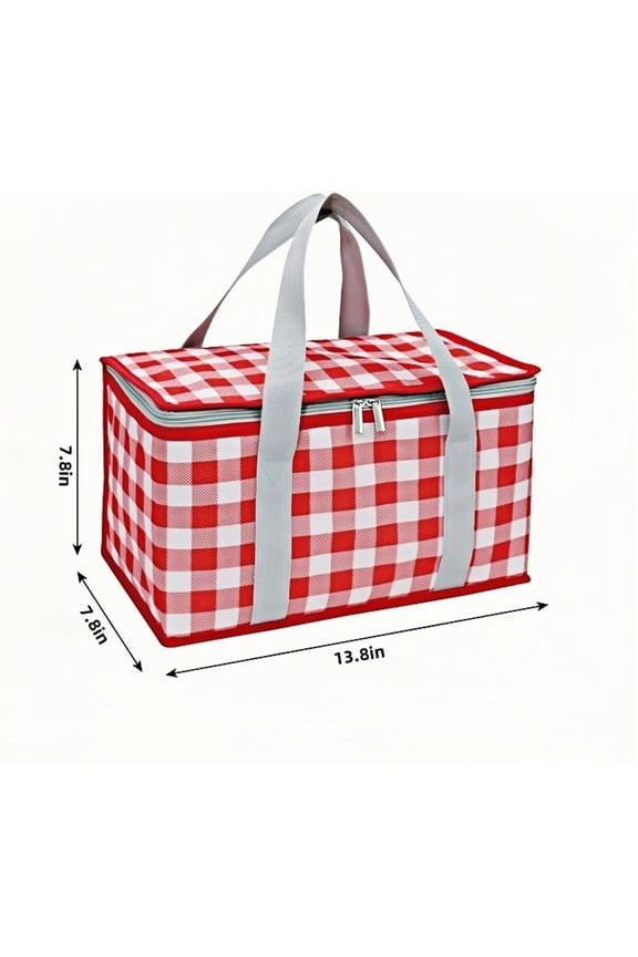 -2pcs Insulated Picnic Bag Reusable Cooler Bags with Zipper Top, Foldable Picnic Basket for Food StoragePortable Picnic Basket for Outdoor Camping, Party, Beach Trip (A)
