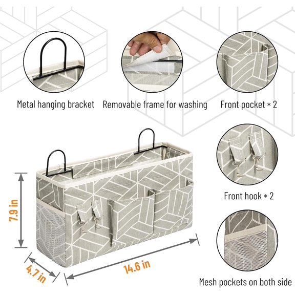 PYAN-2pcs Large Wall Hanging Storage Bag, Door Closet Linen Fabric Pockets Organizer, Waterproof Multi Functional for Living Room Bedroom Bathroom Kitchen Office RV Camper with Hooks Grey