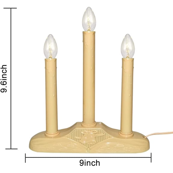 PYAN-3 Light Christmas Window Candles, Electric Window Candle Lamp Lights Plug in Christmas Candle Lamp with 4 C7 Clear Bulbs (1 Spare Bulbs), Ivory Bases Plug in Candle for Decorations