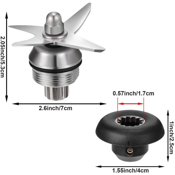 PYAN-3 Pieces Blender Blade Replacement Parts Kit Assembly Compatible with Vita-mix 5200 1151 1152 Accessories Wet Dry Ice Blade Assembly with Socket Wrench Drive Socket Kit Replacement Parts