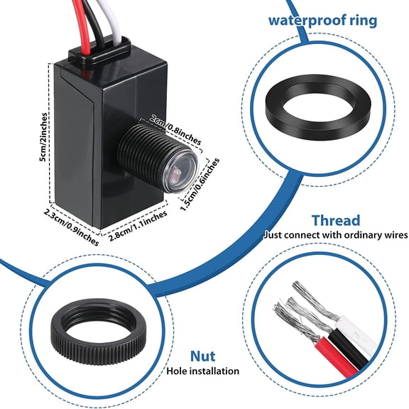 PYAN-3 Pieces Dusk to Dawn Sensor for Outdoor Lighting 120-277V Photoelectric Switch Photocell Light Sensor Hardwired Post Eye Light Control Most Outdoor Lamp Fixtures Bulbs