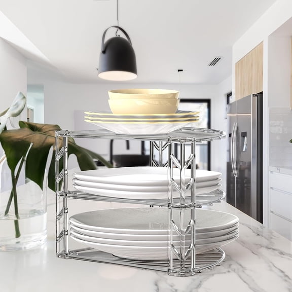 PYAN-3-Tier Counter Corner Shelf Organizer, Chrome