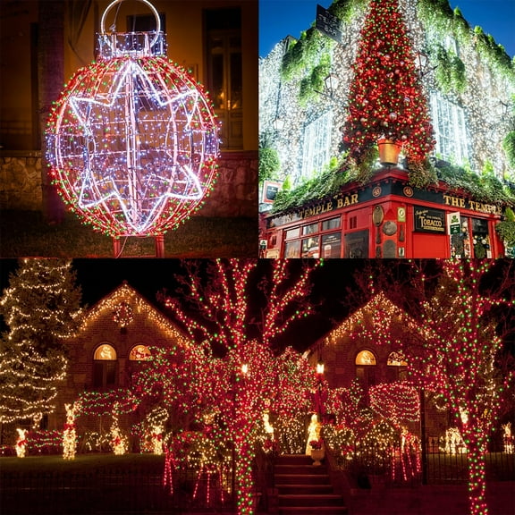 PYAN-300 LED Christmas Lights, Extra Long 98.5FT Xmas String Lights Outdoor Indoor, 8 Lighting Modes, Plug in Waterproof Fairy Lights for Wedding Party Bedroom Decorations (Red & Green)