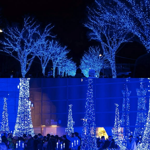 PYAN-300 LED String Lights Outdoor Indoor, Extra Long 98.5FT Super Bright Christmas Lights, 8 Lighting Modes, Plug in Waterproof Fairy Lights for Holiday Wedding Party Bedroom Decorations (Blue)