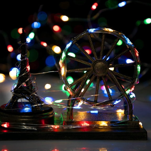 PYAN-33Ft 100LED Outdoor String Lights, 2 Pack Fairy Lights Battery Operated with Remote, Waterproof Twinkle Lights for Bedroom Dorm Patio Tapestry Wedding Party Indoor Christmas Decoration, Multicol