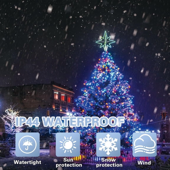 PYAN-33ft Christmas Decorative Mini Lights, 100 LED transparent Wire Fairy Starry String Lights Plug in, 12 Lighting Modes, for Indoor Outdoor Xmas Tree Wedding Party Decoration (White+Multicolor)