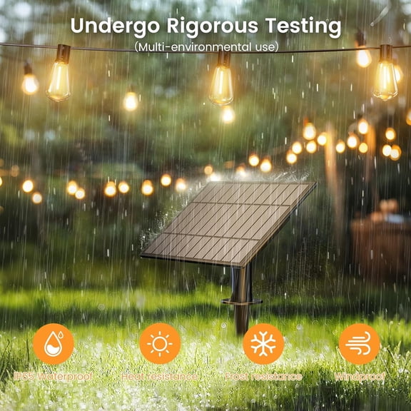 PYAN-35FT Solar Globe String Lights Outdoor, Waterproof Solar Patio Lights with Remote, 17 Shatterproof ST38 LED Filament Bulbs, 2200K Soft White, Dimmable Edison Hanging Lights for Gazebo, Deck