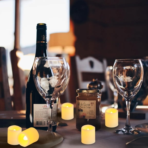 PYAN-36 Pack 1.5" x 2" Flameless Votive Candles Battery Operated, Flicker LED Tea Lights Electric Flickering Outdoor Fake Candle Bulk for Wedding Halloween Pumpkin Light Christmas Home Decorations