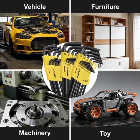 PYAN-36-Piece Allen Wrench Hex Key Set, Premium Long Arm Ball End Hex Keys | 3-Pack Metric/SAE and Star with Storage Case for Home Maintenance DIY