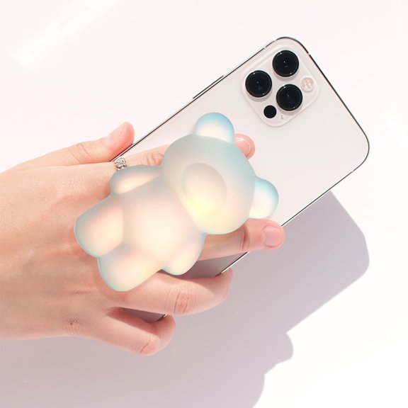 PYAN-3D Gummy Bear Style Expandable Collapsible Mobile Phone Grip Stand Holder for Smartphone Tablet Cell Phone Accessory (Matte Holographic)