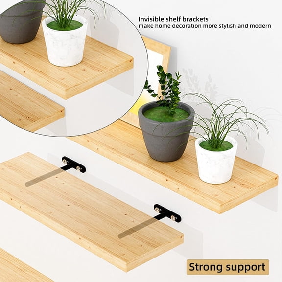 PYAN-4-Inch Floating Shelf Bracket 6 Pack | Hidden Floating Shelves Brackets for Wood Shelf | Floating Shelf Hardware Heavy Duty| Blind Shelf Supports| Comes with Expansion Tube + Screw (Black)