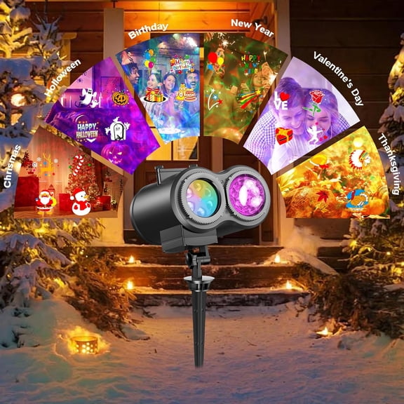 PYAN-4-Large Pattern Halloween Christmas Projector Lights Outdoor, 29 Effects Holiday Projector Light Outdoor 2 in 1 with Remote, Christmas Decorations Lighting for Outside Home Party House Decor