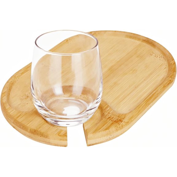 PYAN-4 PCS Wine Appetizer PlatesIndividual Mini Charcuterie BoardsWine Glass Topper Appetizer PlatesCocktail Plate with Glass HolderCheese Board with Wine Holder