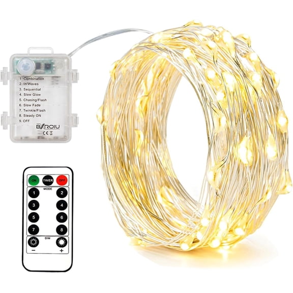 PYAN-4 Pack Battery Operated Fairy String Lights, 8 Modes 5M Silver Wire with Remote & Timer - 50 LEDs Waterproof for Bedroom, Wedding, Christmas, Party Decorations