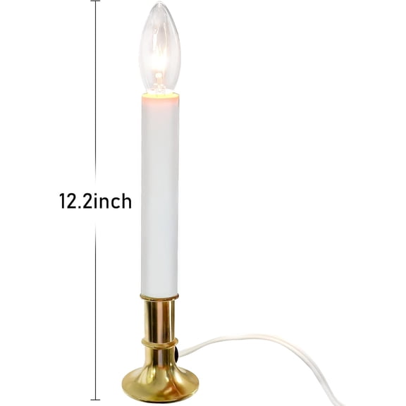 PYAN-4 Pack Christmas Electric Window Candle Lights with Gold Base, Dusk to Dawn Candle Lamps with 7W E12 Base Incandescent Bulbs Plug in Candle Lights for Window Lights Decor Party Xmas Table Top