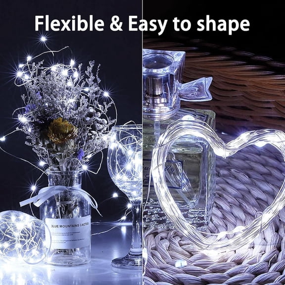 PYAN-4 Pack Cuttable Fairy Lights Battery Operated, Waterproof 20FT 60LED Twinkle Lights with Timer Indoor Outdoor, Fairy Battery String Light for Bedroom, Classroom, Wedding, Christmas Dcor(Cool Wh