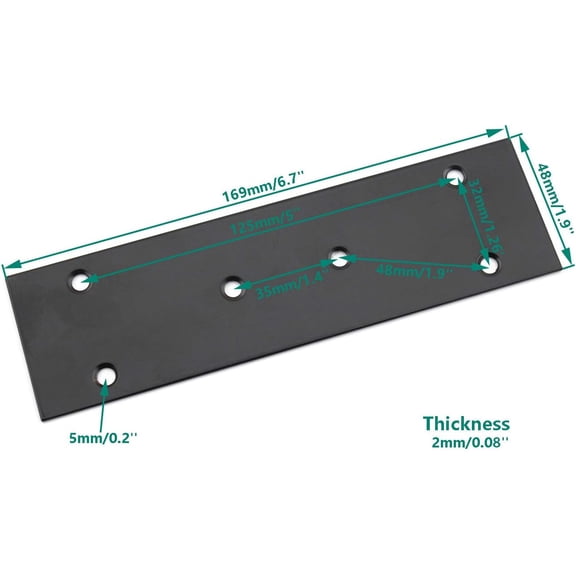 PYAN-4 Pack Flat Straight Brace Brackets,ULIFESTAR Stainless Steel Mending Bracket Plate Metal Shelf Support Fixing Joining Plate for Furniture,Wood,Shelves,Cabinet with Screws Black (48x169mm/1.9x6.