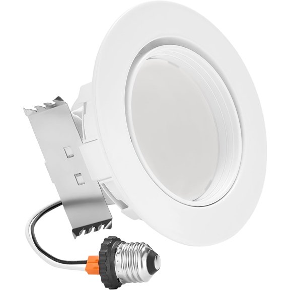 PYAN-4 in. Rotatable LED Retrofit Downlight Gimbal, 1000 Lumens, 10 Watts, 5 CCT 2700K/3000K/3500K/4000K/5000K, Dimmable, Aluminum White Trim